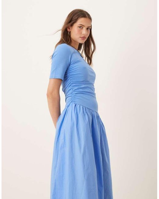 Never Fully Dressed Blue Neverfully Cotton Poplin Drop Hem Maxi Dress