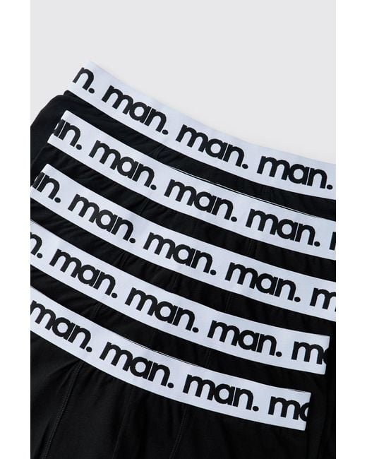 BoohooMAN Black 5 Pack With Waistband Boxers Cotton for men
