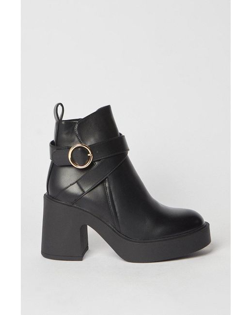 Oasis Black Melissa Chunky Heeled Casual Chelsea Ankle Boots