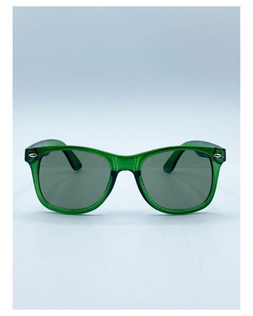 SVNX Green Wayfarer Sunglasses With Lenses for men