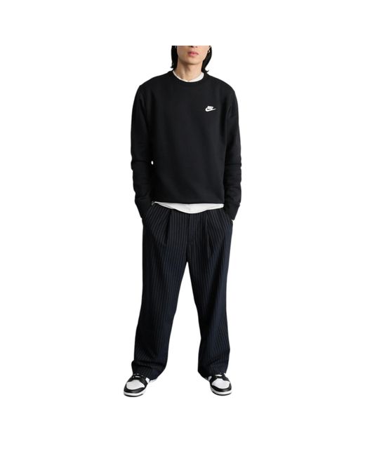 Nike Black Bv2662 Sportswear Club Fleece Crew Relax Fit Sweatshirt for men
