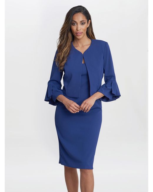 Gina Bacconi Blue Melissa Crepe Dress And Jacket