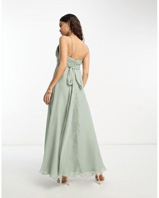 ASOS Green Design Bridesmaid Cami Maxi Dress With Ruched Bodice And Tie Waist