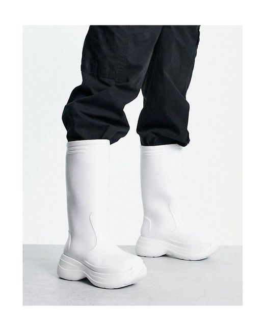 ASOS White Chunky Calf Length Wellington Boots for men
