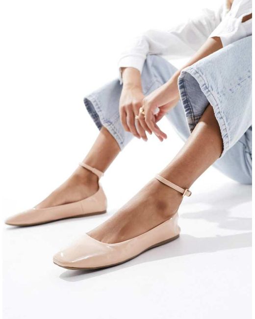 Rebel White London Ankle Strap Ballet Shoes