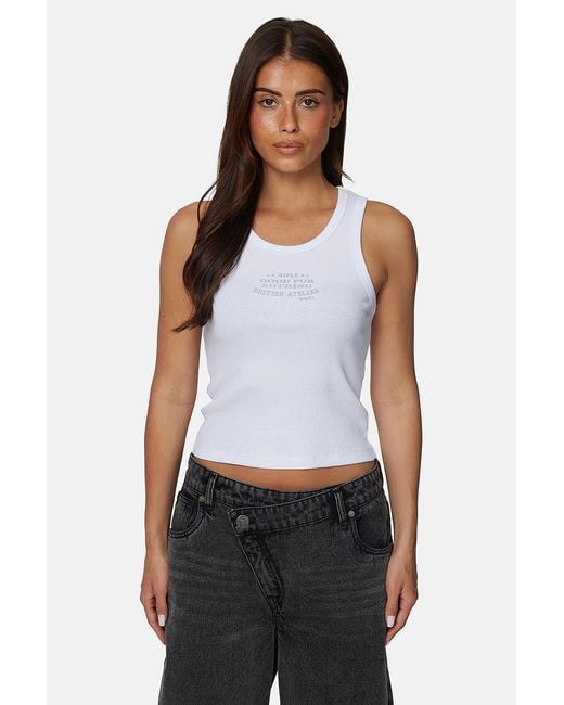 Good For Nothing White Ribbed Vest Top