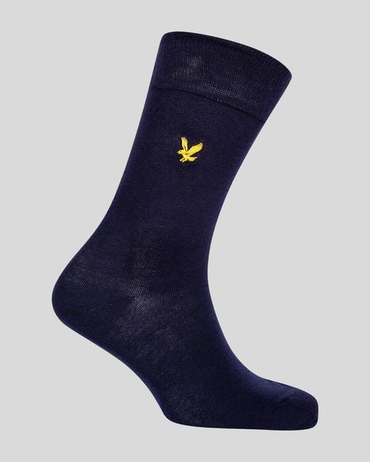 Lyle & Scott Blue 3 Pack Basic Socks With Eagle Embroidery for men