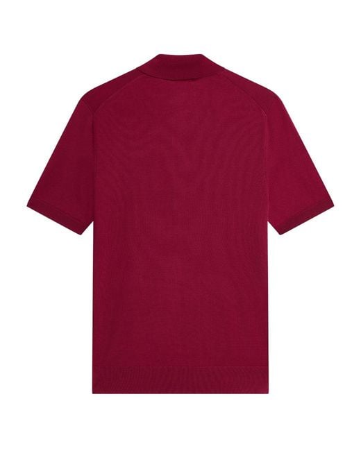 Ted Baker Red Mmk Daldin Ss Rayon Zip Polo Shirt for men