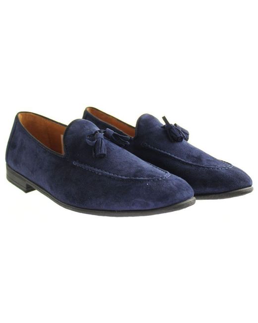 Hackett Blue Tassel Roll Shoes Leather for men