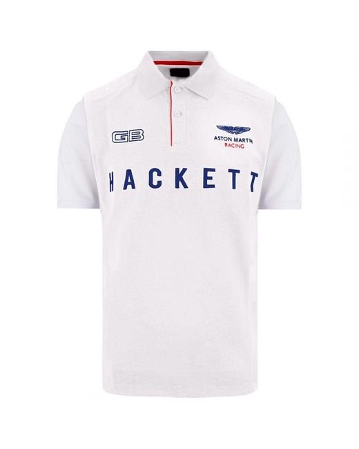 Hackett White Aston Martin Racing Polo Shirt Cotton for men