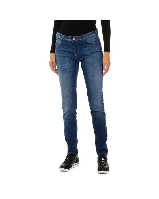 Armani Blue Long Worn-Effect Denim Pants Made Of Stretch Fabric 3Y5J28-5D0Zz