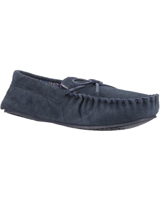 Hush Puppies Blue Clyde Suede Slippers for men