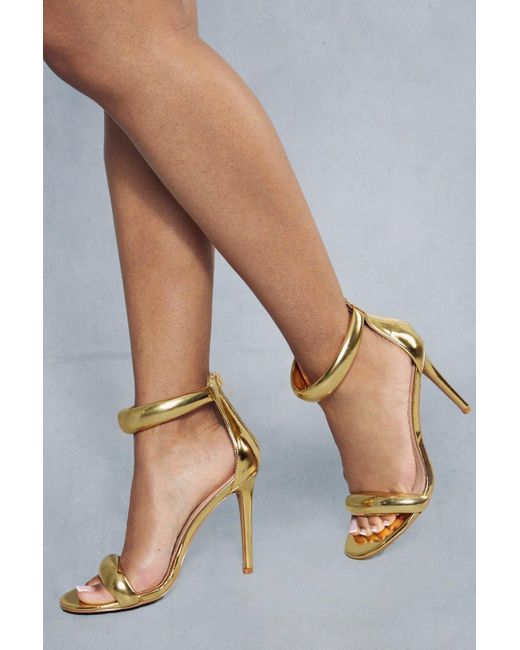 MissPap Blue Metallic Padded Barely There Heels