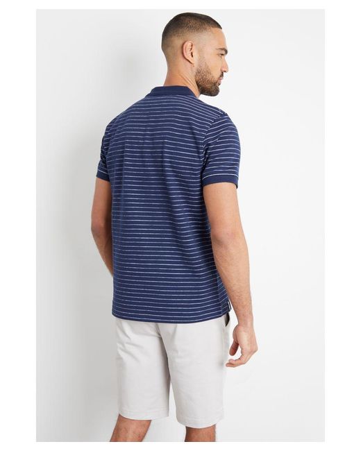 Threadbare Blue 'Kenton' Cotton Jersey Striped Polo Shirt for men