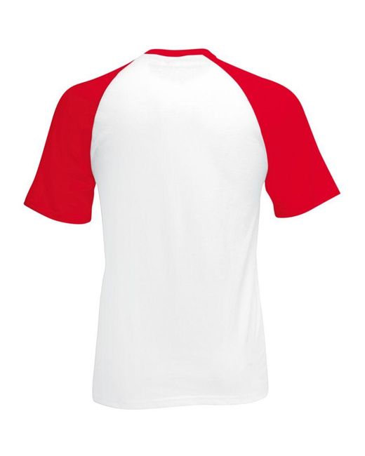 Fruit Of The Loom Red Short Sleeve Baseball T-Shirt Cotton for men