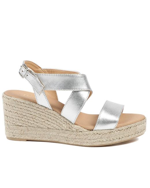Jones Bootmaker Metallic Romilly Leather Wedge Heeled Espadrilles