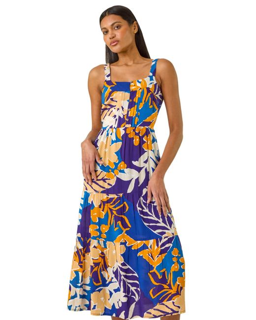 Roman Blue Floral Midi Sundress