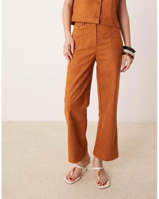 ASOS Orange Faux Suede Cropped Straight Leg Trouser Co-Ord
