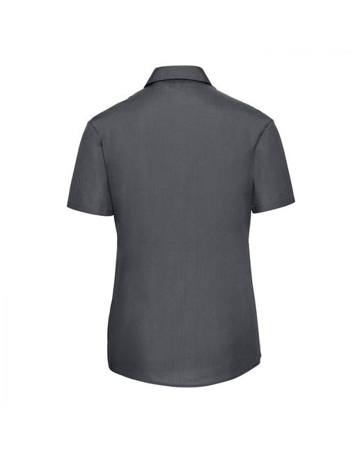 Russell Gray Collection /Ladies Poplin Easy-Care Short-Sleeved Shirt (Convoy)