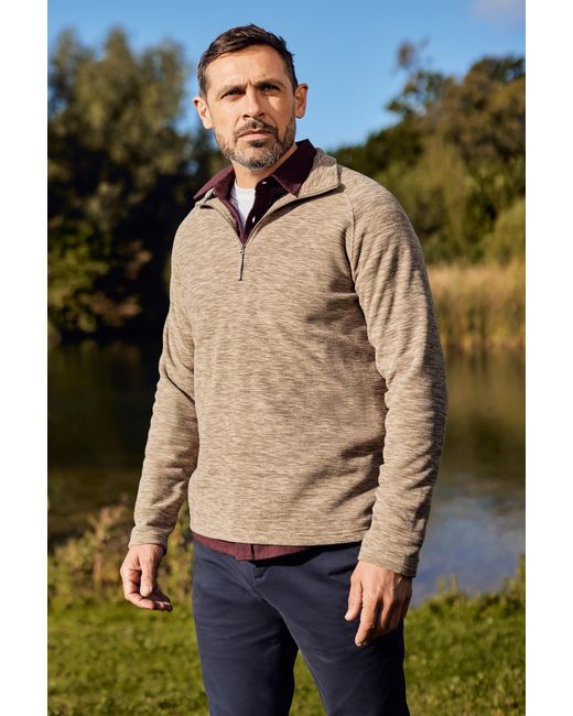 Mountain Warehouse Brown 'Snowdon' Fleece Top Half Zip Breathable Quick Dry Sweater for men