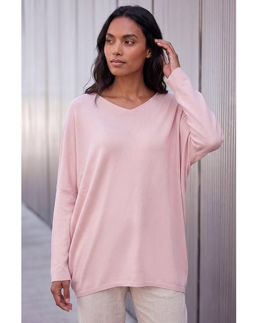 Roman Pink Lace Back V-Neck Poncho
