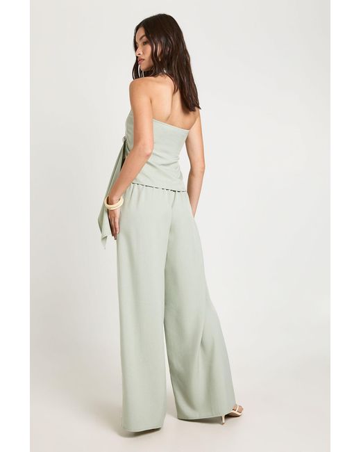 Boohoo Green Woven Elasticated Waistband Wide Leg Trouser