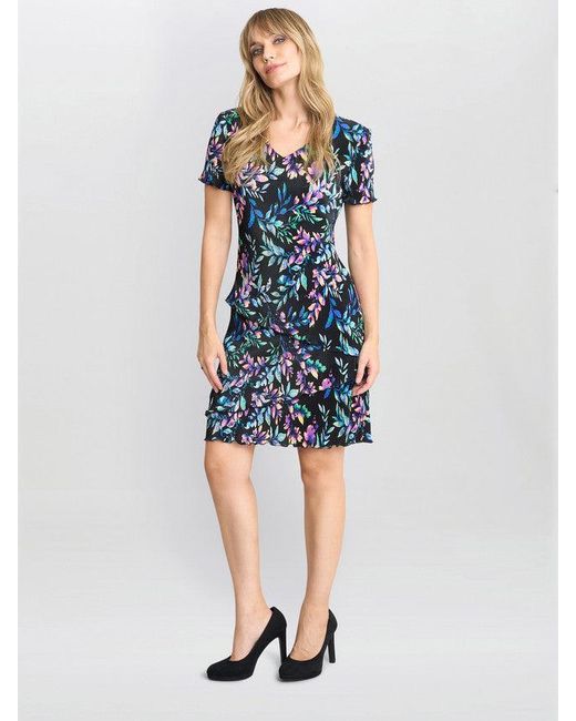 Gina Bacconi Blue Rowan Plisse Tiered Dress