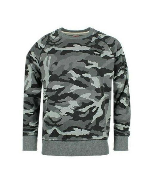 PUMA Gray Varsity Camo Cotton Pullover Sweater 567493 01 for men