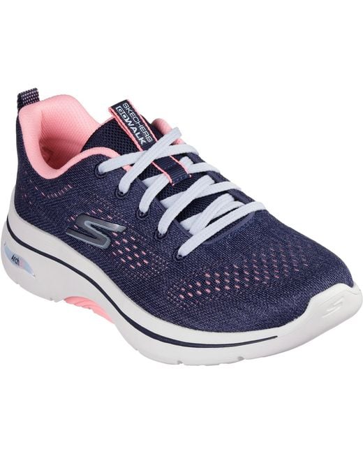 Skechers Blue Go Walk Arch Fit 2.0 Vivid Sunset 125311-Nvhp/Hot Lace Up Shoes