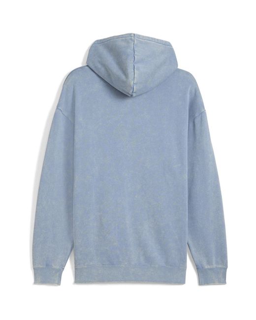 PUMA Blue Elevated Relaxed Wash Overhead Hoodie for men