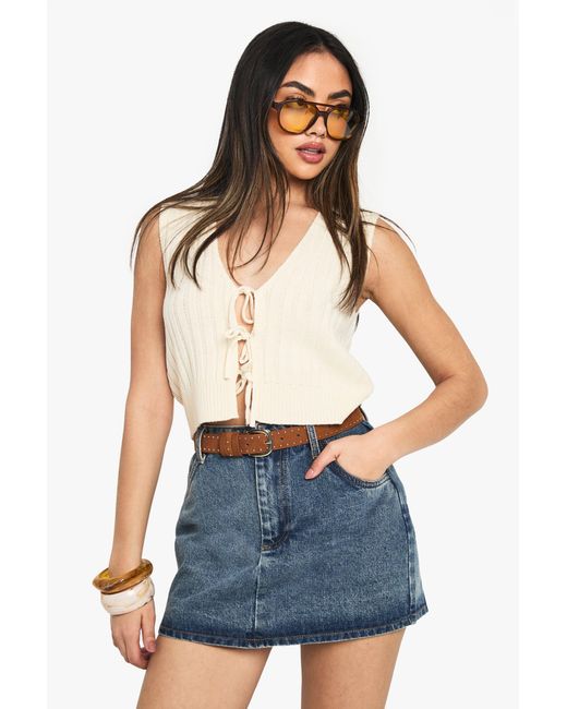 Boohoo Blue Knitted Tie Detail Waistcoat