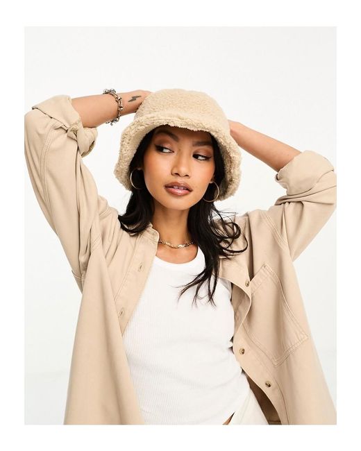 ASOS Natural Borg Bucket Hat