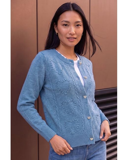Roman Blue Heart Stitch Knit Cardigan