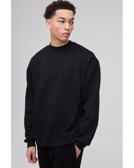 BoohooMAN Blue Extended Neck Brushed Cotton Sweatshirt for men