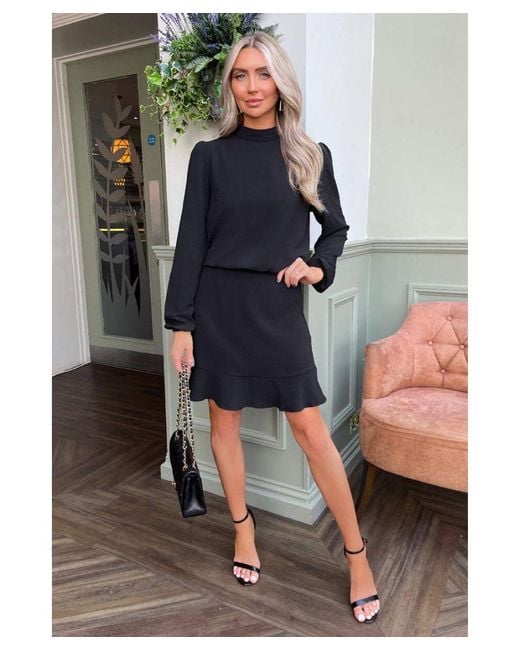 AX Paris High Neck Long Sleeve Mini Dress in Blue Lyst UK