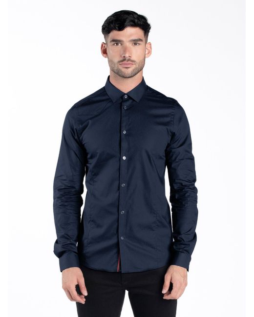 Luke 1977 Blue The Butchers Pencil Slim Fit Smart Shirt for men