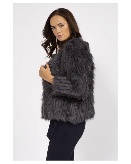 Jayley Blue Hand Knitted Faux Fur Jacket