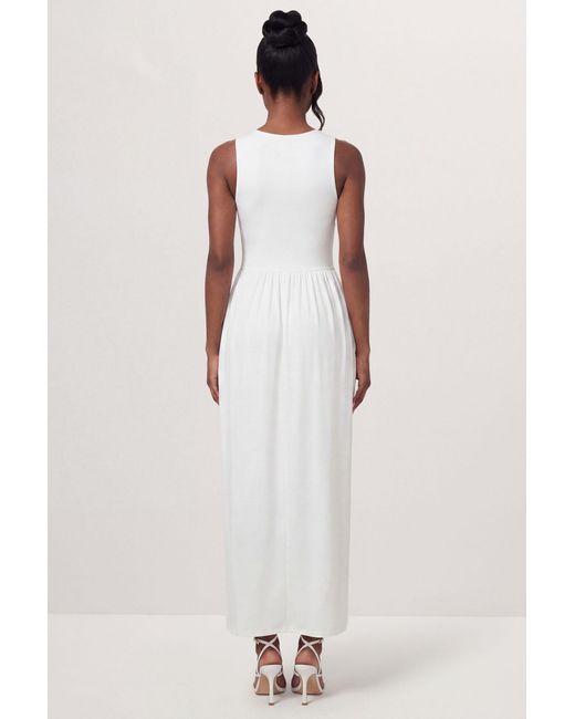 MissPap Natural Double Layer Dropped Waist Maxi Dress