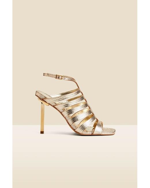 Sosandar Natural Leather Gladiator Square Toe Strap Sandals