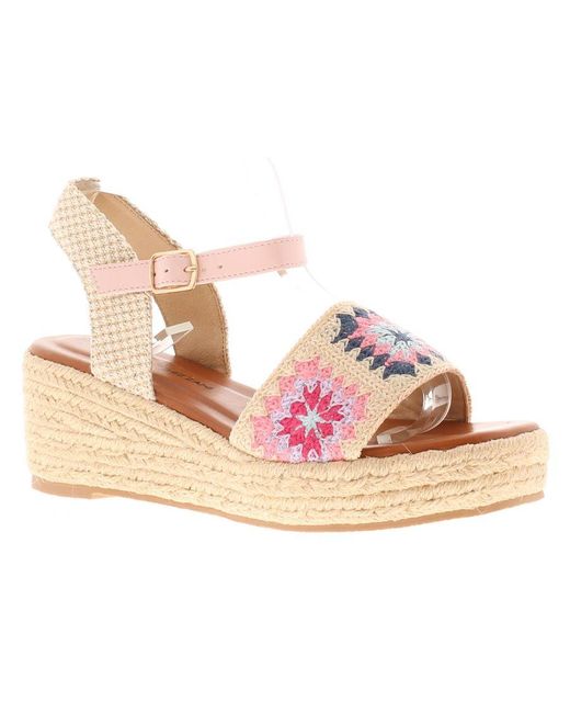 Wynsors Pink Wedge Sandals Kindjal Buckle Textile
