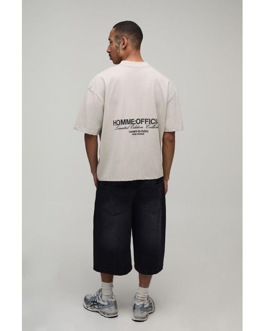 BoohooMAN Natural Oversized Boxy Homme Rubber Print T-Shirt for men