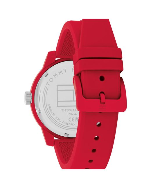 Tommy Hilfiger Red Denim Watch 1791323 Rubber for men