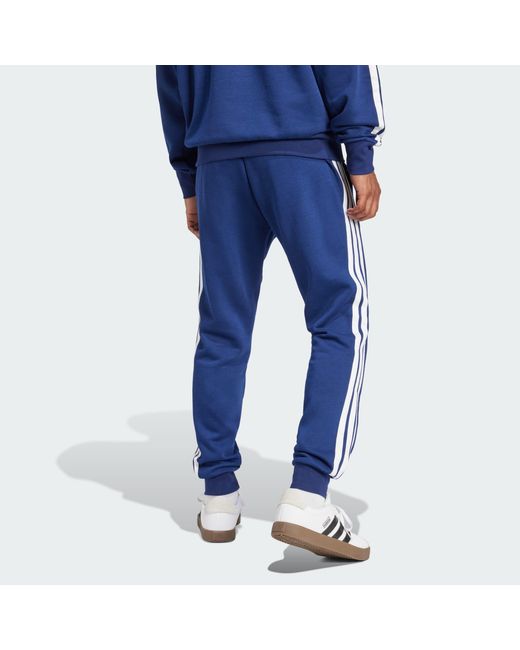 Adidas Blue Essentials 3-Stripes Fleece Pants for men