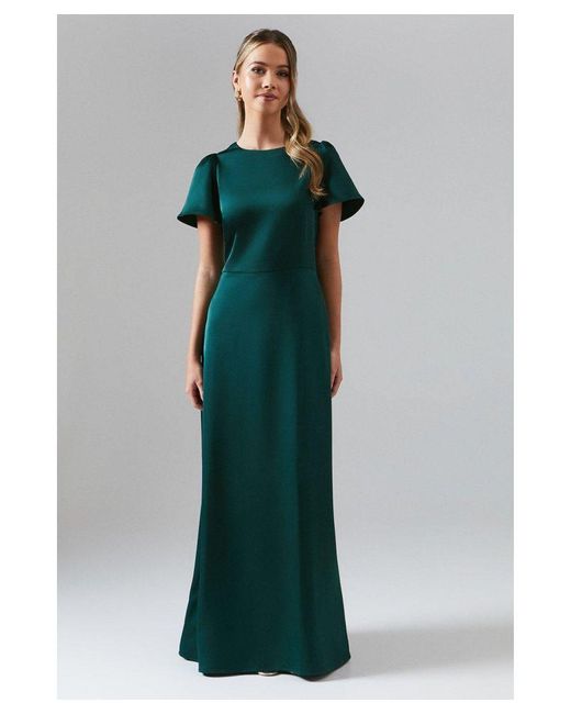 Coast Green Teen Back Detail Angel Sleeve Bridesmaids Dress