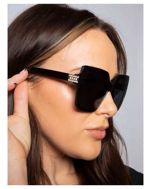 SVNX Blue Oversize Cateye Sunglasses With Diamante Detail