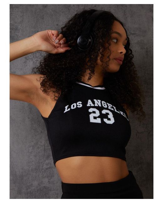 Pink Vanilla Black Sports Stripe Varsity Super Crop