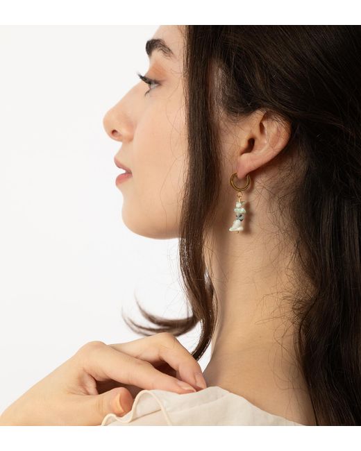 The Jewellery Stockroom Blue Plated Pvd Waterproof Stainless Steel Gemstone Huggie Drop Earrings
