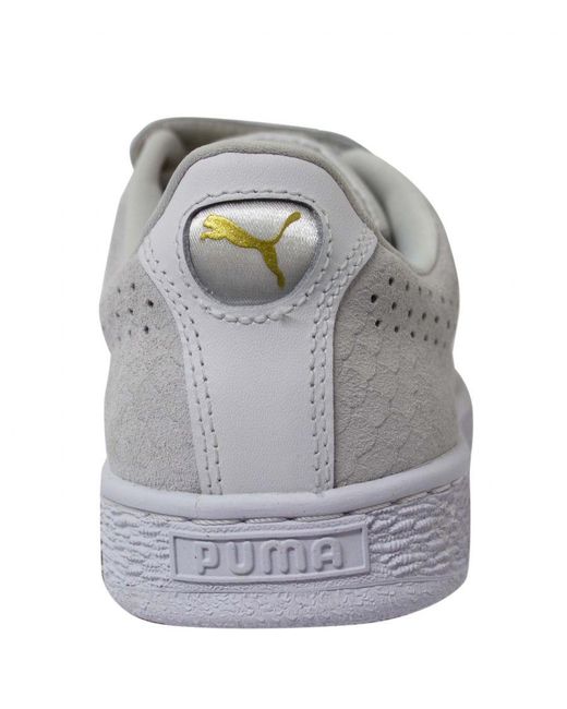 PUMA Black Basket Strap Exoticskin Hook And Look Trainers 362707 02 Leather