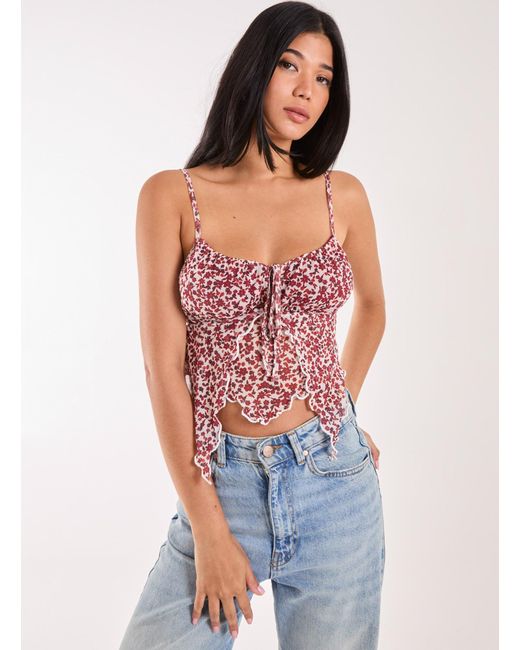 Pink Vanilla Red Butterfly Ditsy Cami Top