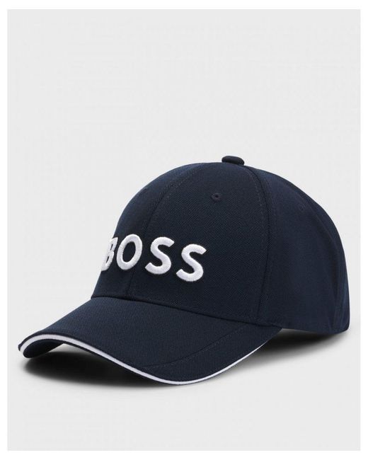 Boss Blue Boss Cap-Us-1 Knitted-Piqué Six-Panel Cap With Embroidered Logo for men